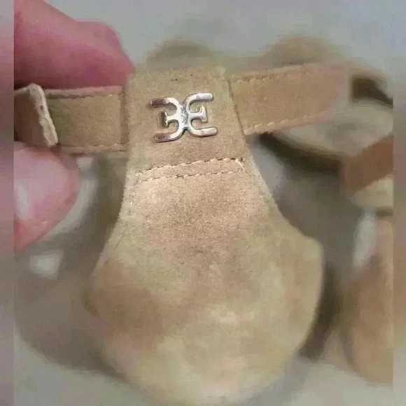 Sam Edelman Women Open Toe Block Heels Ankle Buckle Suede Sandals Beige … - Picture 4 of 9